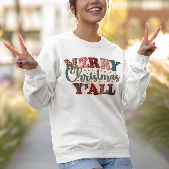 MERRY CHRISTMAS Y'ALL: UNISEX SWEATSHIRT - Picture 2 of 2